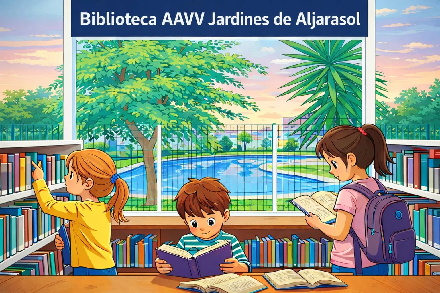 Podrás disfrutar de la lectura mientras pasas un rato en la terraza. Hay una zona de lectura para los más pequeños.